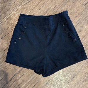 High-waisted black shorts